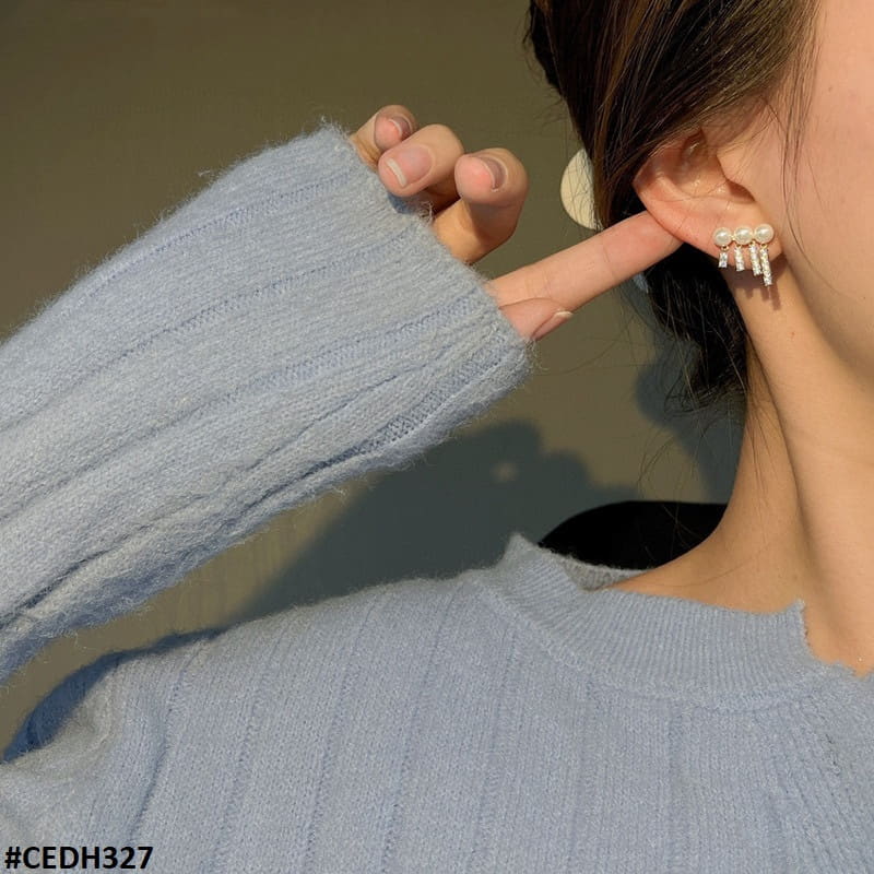 CEDH327 SDQ Pearl Ear Drops Earrings Pair - CEDH
