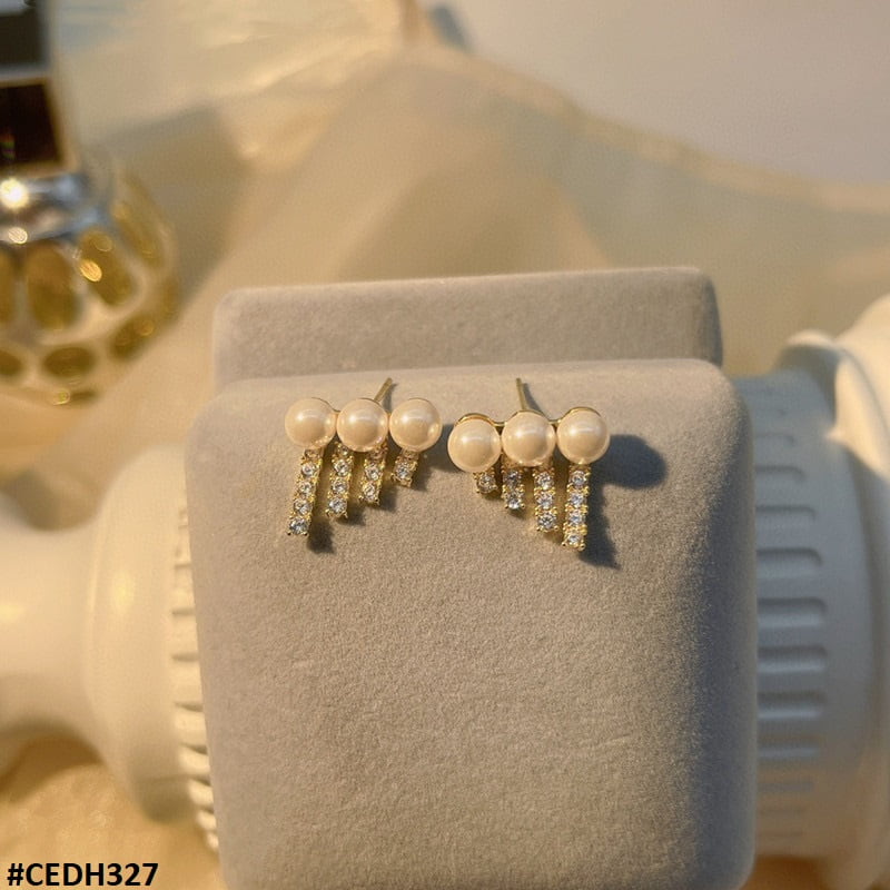 CEDH327 SDQ Pearl Ear Drops Earrings Pair - CEDH