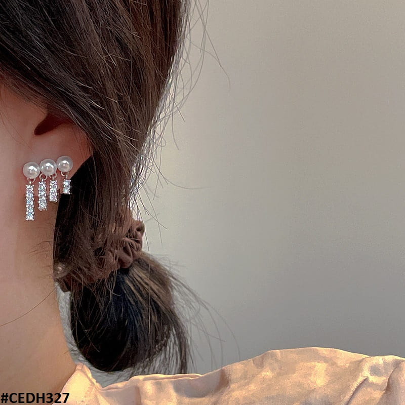 CEDH327 SDQ Pearl Ear Drops Earrings Pair - CEDH