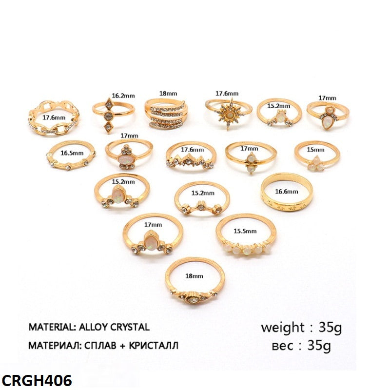 CRGH406 LQP *Star* Zigzag 17 Midi Rings - CRGH