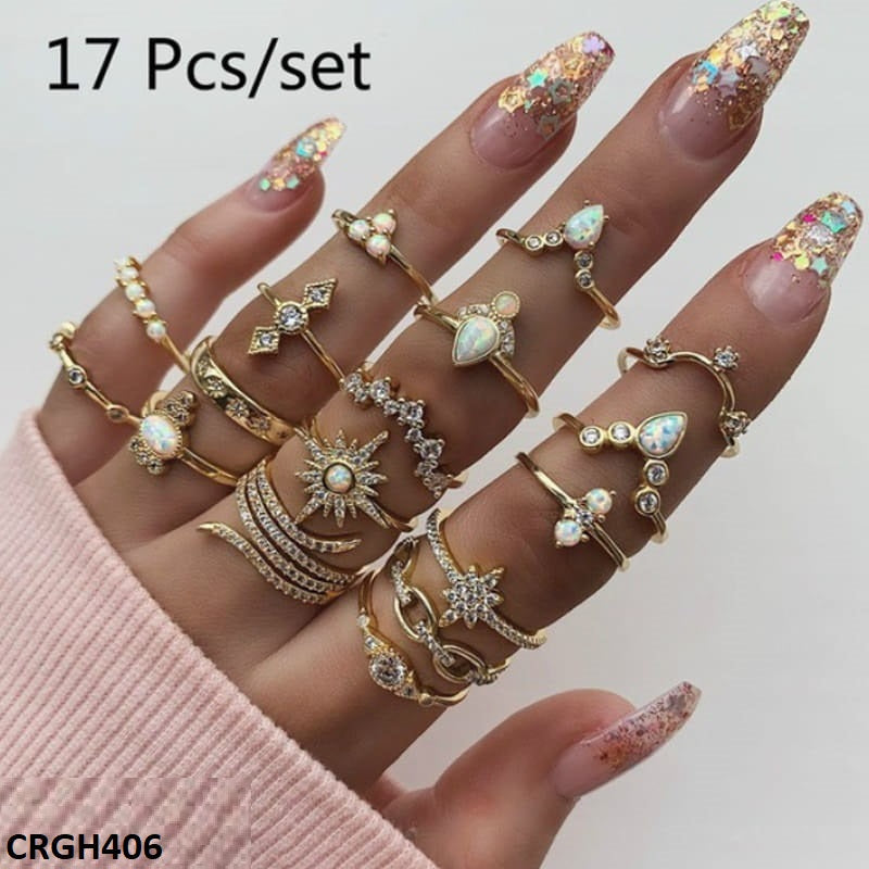 CRGH406 LQP *Star* Zigzag 17 Midi Rings - CRGH
