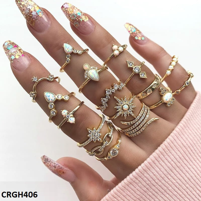 CRGH406 LQP *Star* Zigzag 17 Midi Rings - CRGH