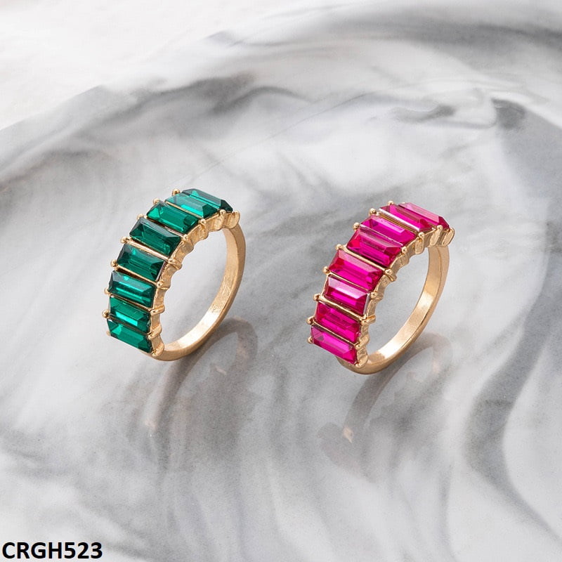 CRGH523 YYE Baguette Layered 7 Size Ring - CRGH