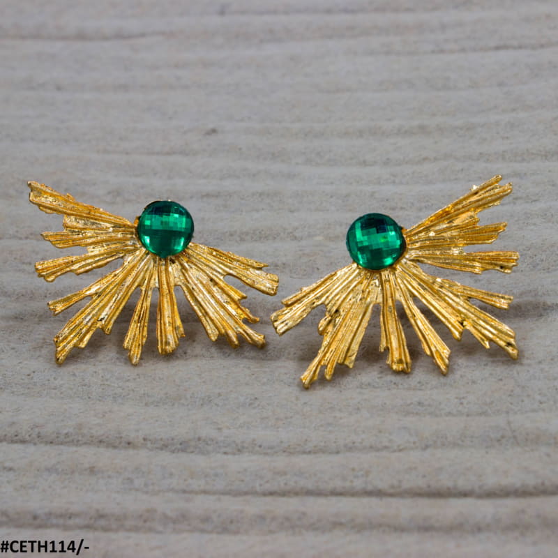 CETH114 YYE Peacock Leaft Studs - CETH