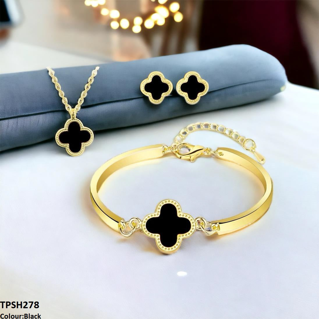 TPSH278 ZXS Painted Clover Pendant Set - CPSH