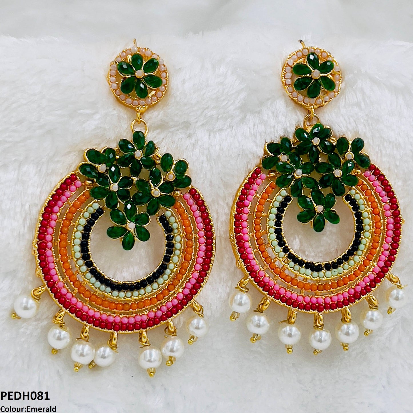 PEDH081 FRN Rainbow Pearl Drop Earrings- PEDH