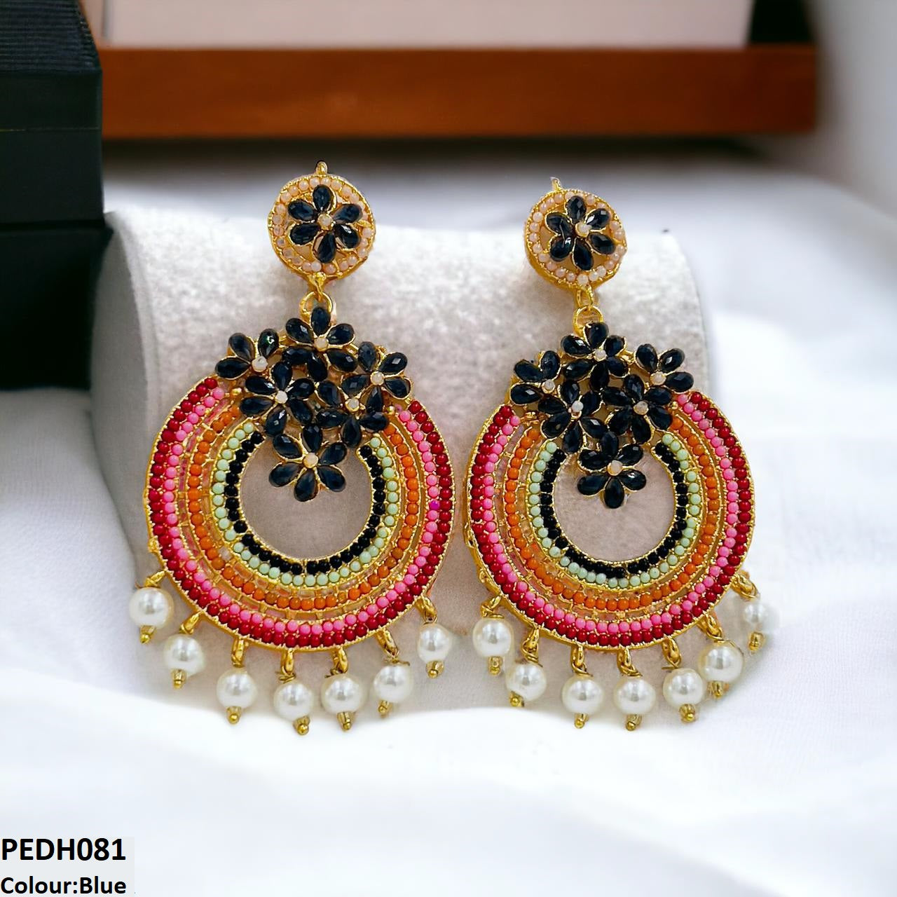 PEDH081 FRN Rainbow Pearl Drop Earrings- PEDH