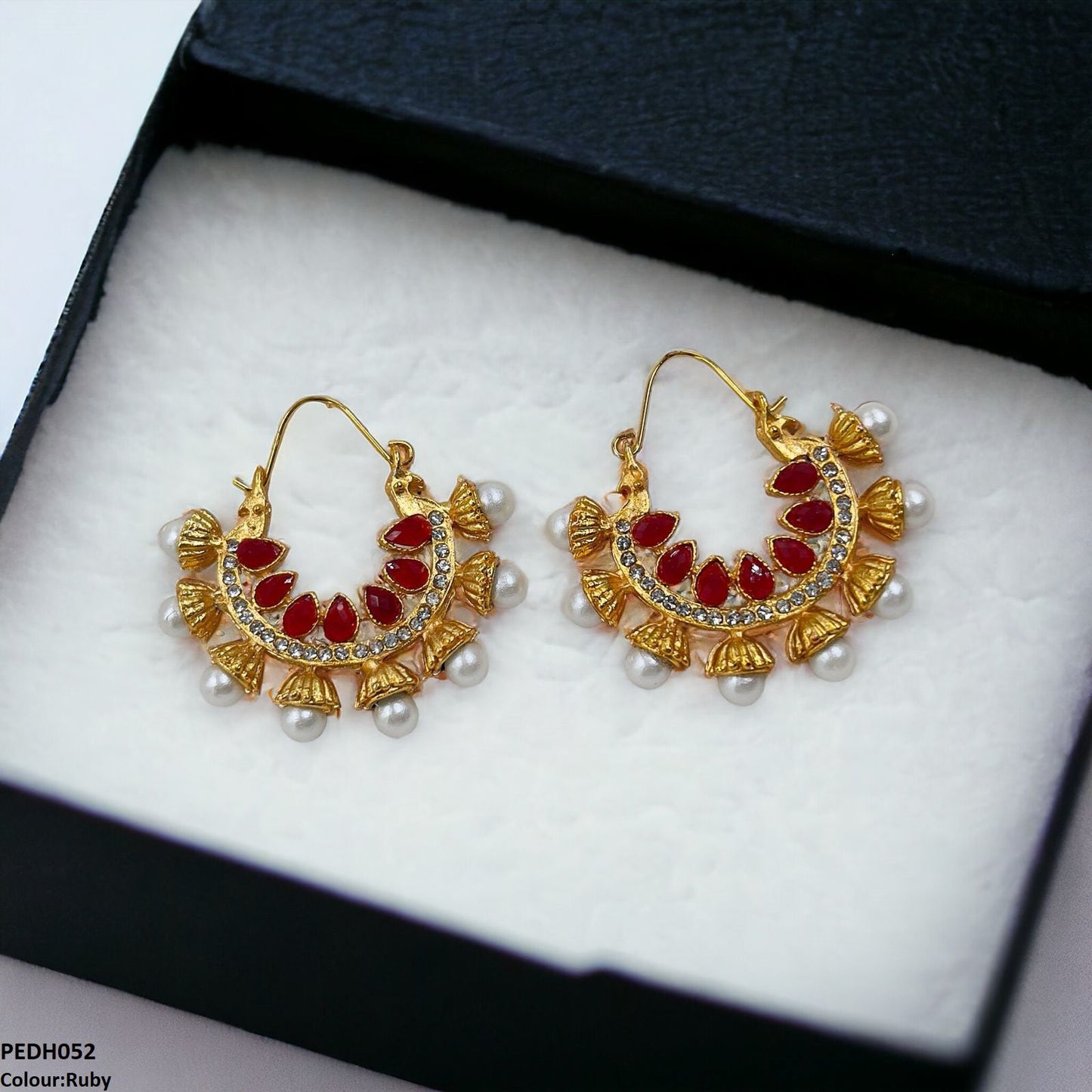 PEDH052 FRN Pear Temple Ear Hoops Pair - PEDH