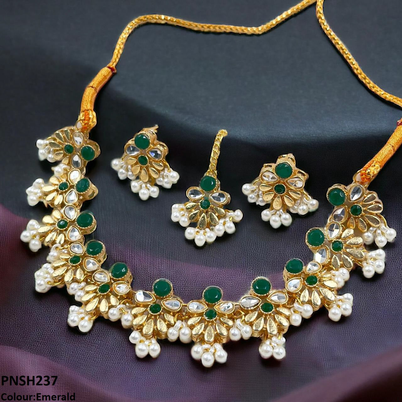 PNSH237 SDQ Tear/Flower Necklace Set - PNSH