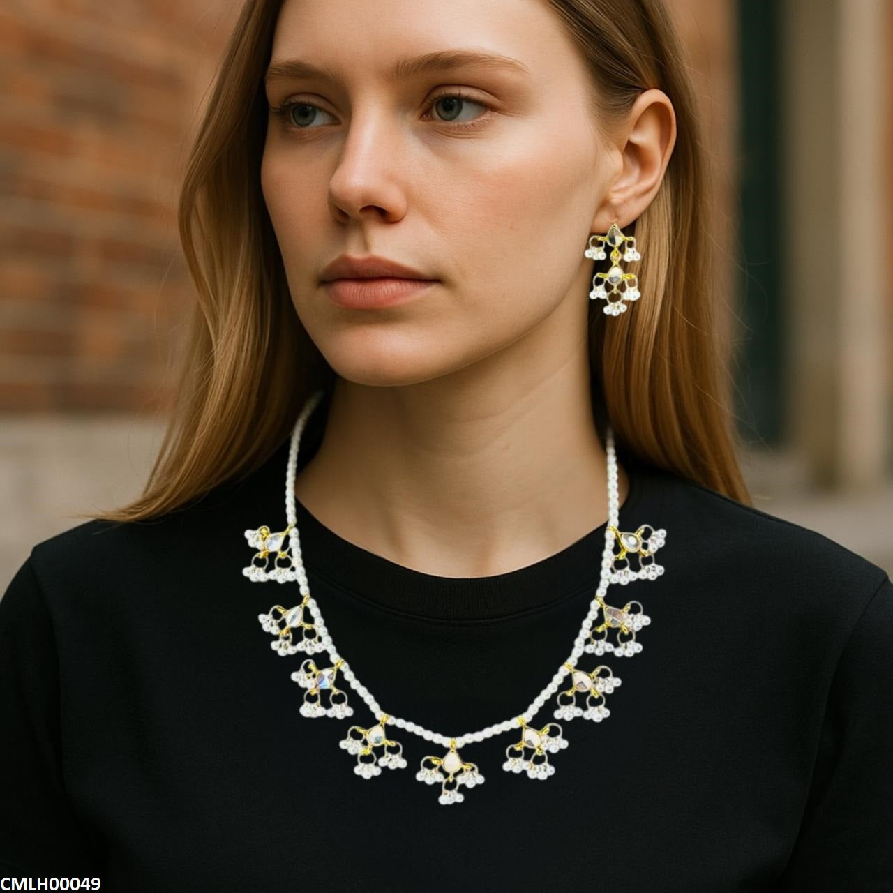 CMLH00049 SDQ Tear Pearl Drop Mala Set