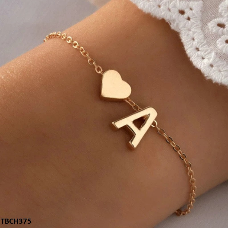 TBCH375 QWN Alphabet Heart Bracelet - TBCH
