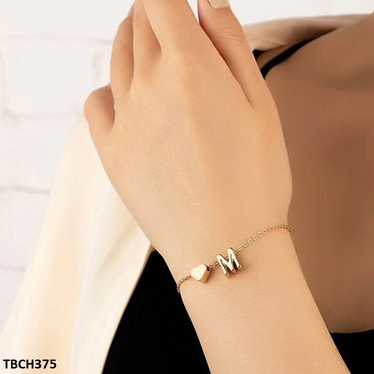 TBCH375 QWN Alphabet Heart Bracelet - TBCH