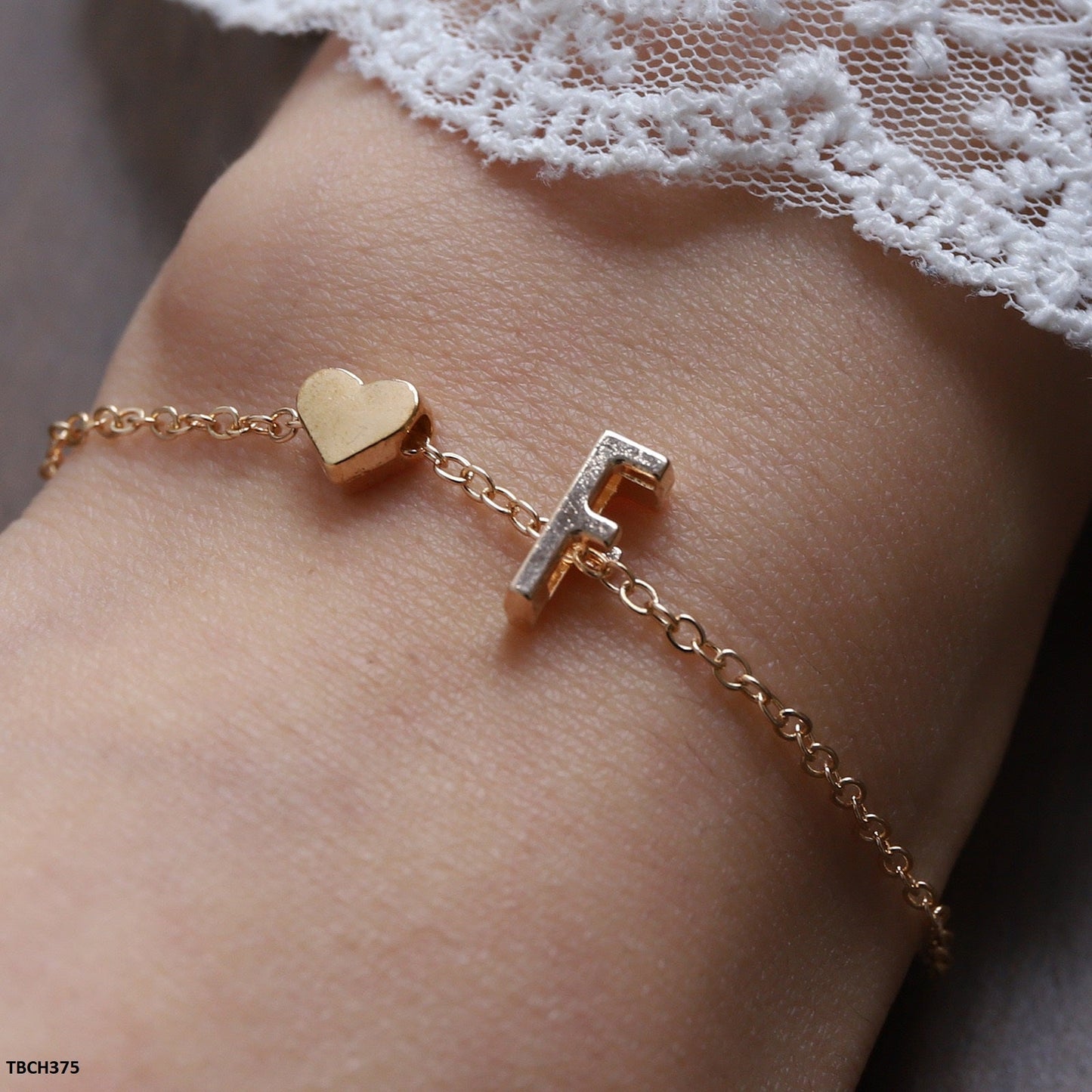 TBCH375 QWN Alphabet Heart Bracelet - TBCH
