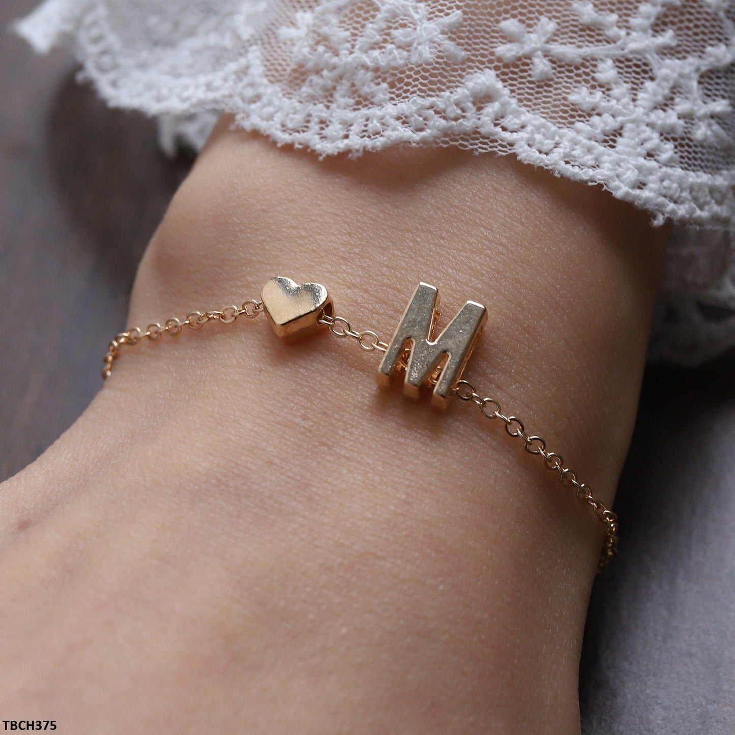 TBCH375 QWN Alphabet Heart Bracelet - TBCH