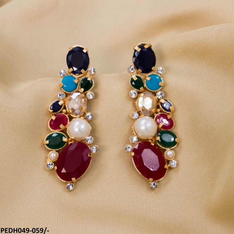 PEDH049 SDQ Oval/Pear Drops Earrings Pair - PEDH