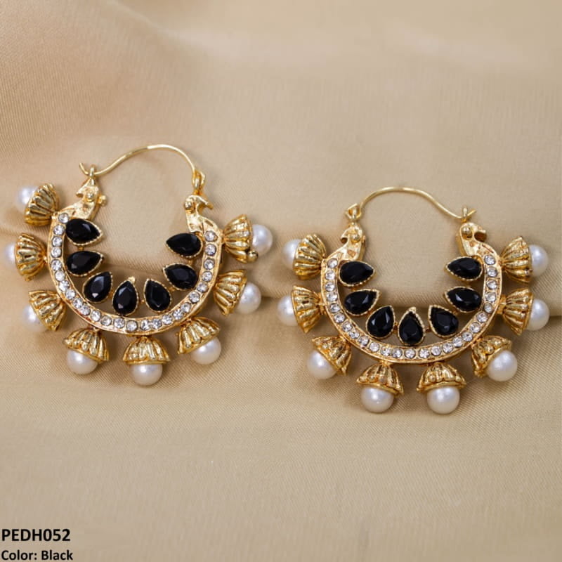 PEDH052 FRN Pear Temple Ear Hoops Pair - PEDH