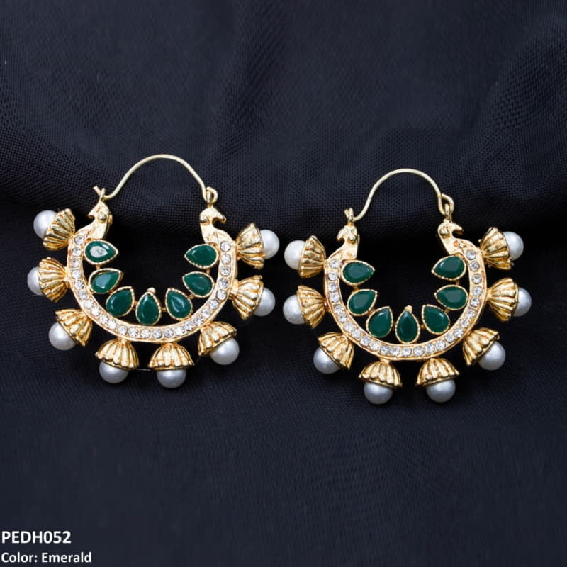PEDH052 FRN Pear Temple Ear Hoops Pair - PEDH
