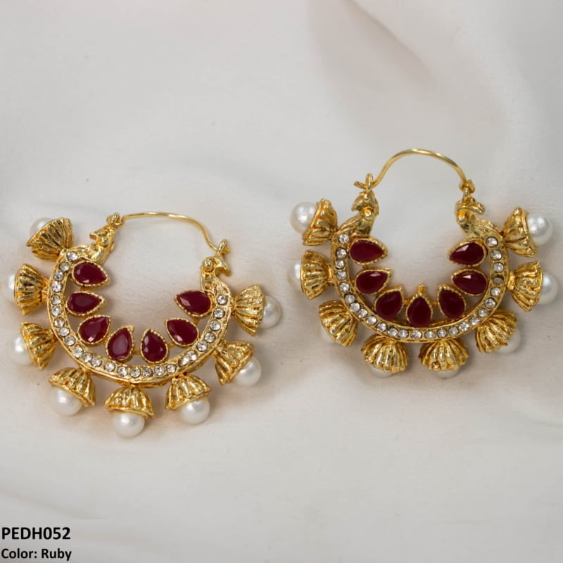 PEDH052 FRN Pear Temple Ear Hoops Pair - PEDH
