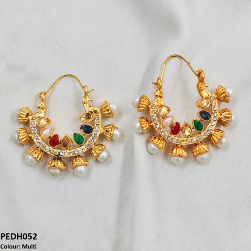 PEDH052 FRN Pear Temple Ear Hoops Pair - PEDH