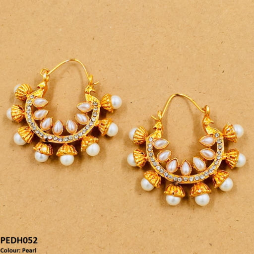 PEDH052 FRN Pear Temple Ear Hoops Pair - PEDH