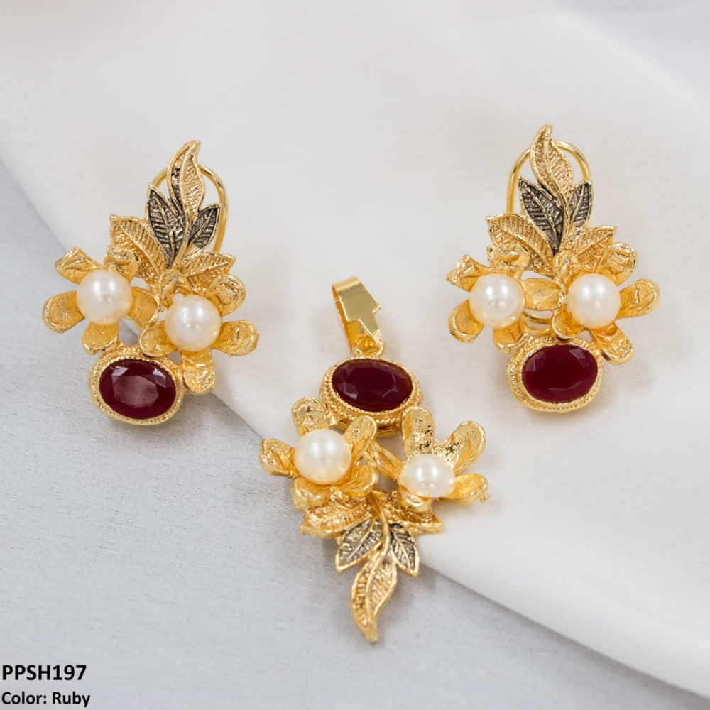 PPSH197 MZM Flower Leaf's Pendant Set - PPSH