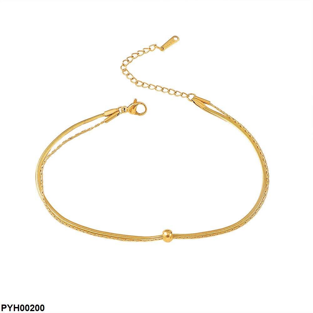PYH00200 DGF Stainless Steel Double Chain Ball Single Anklet - PYH