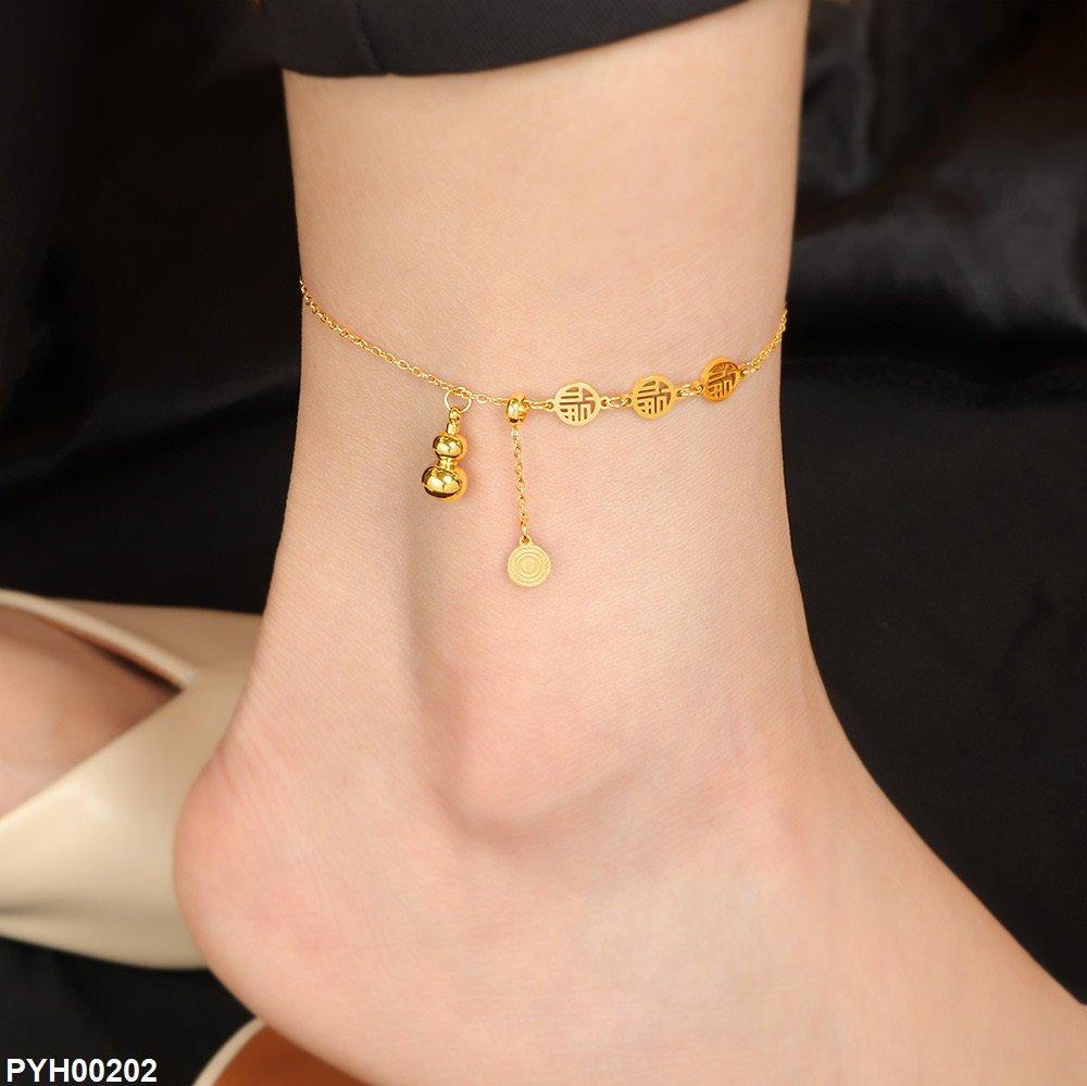 PYH00202 DGF Stainless Steel Coin Single Anklet - PYH