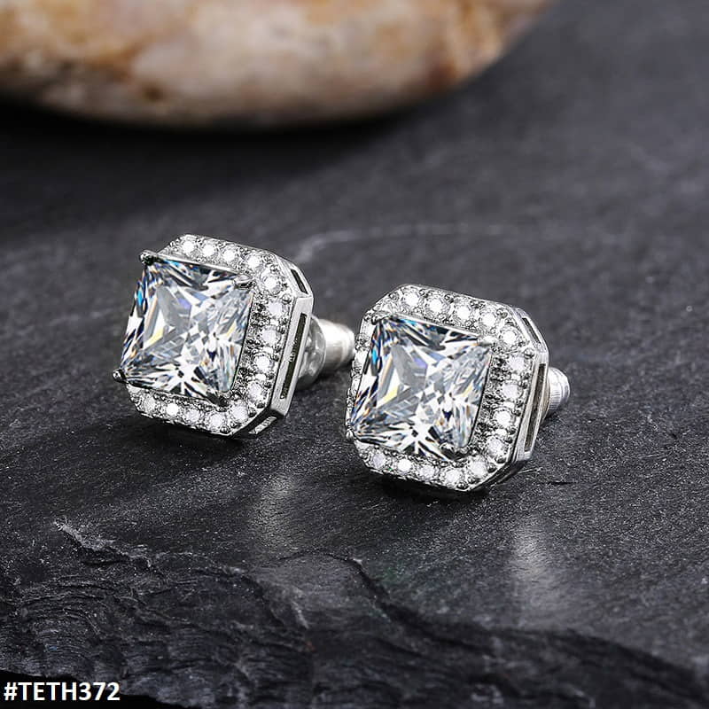 TETH372 CSH Square Stud Zircon Pair - TETH