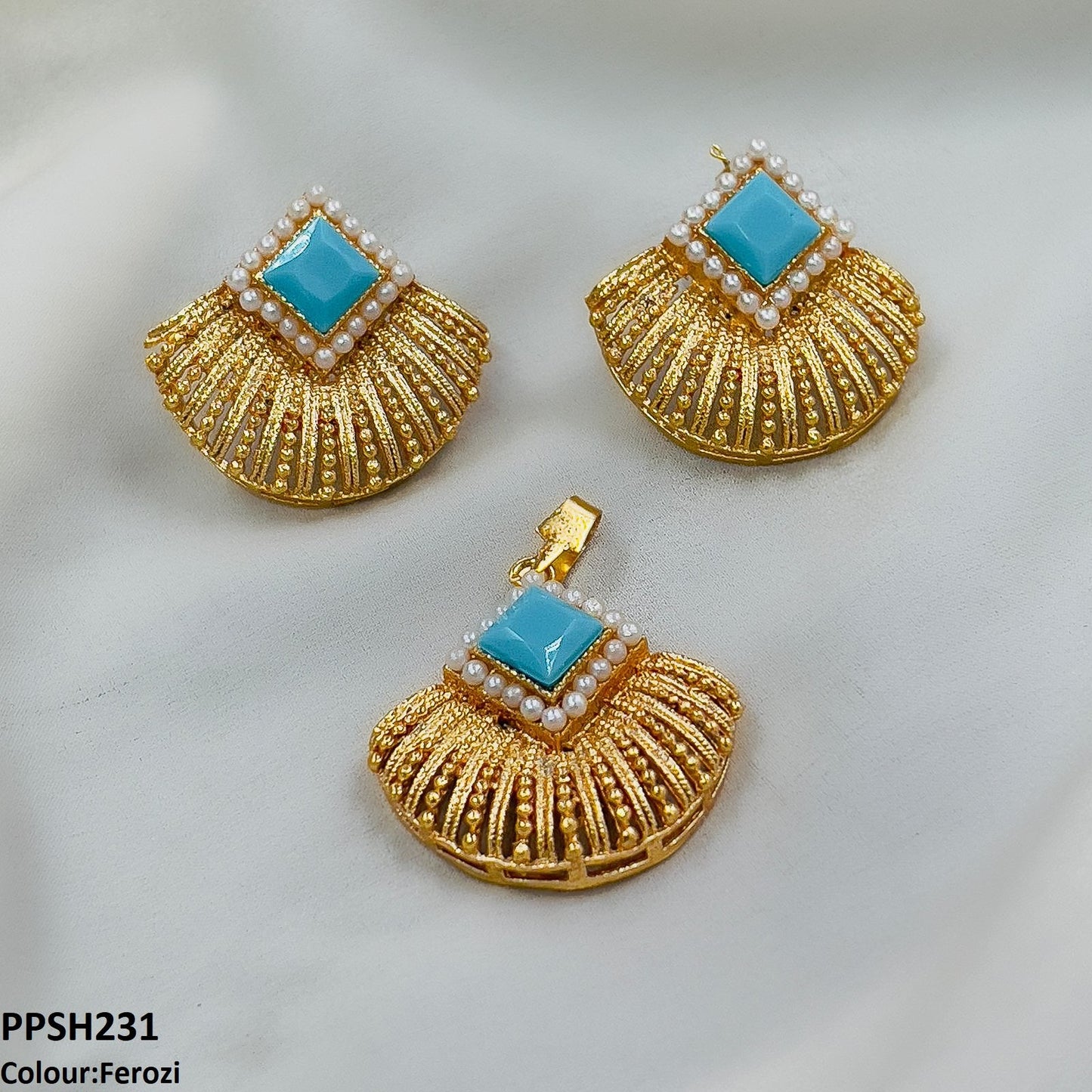 PPSH231 MZM Pearl Square Pendant Set - PPSH