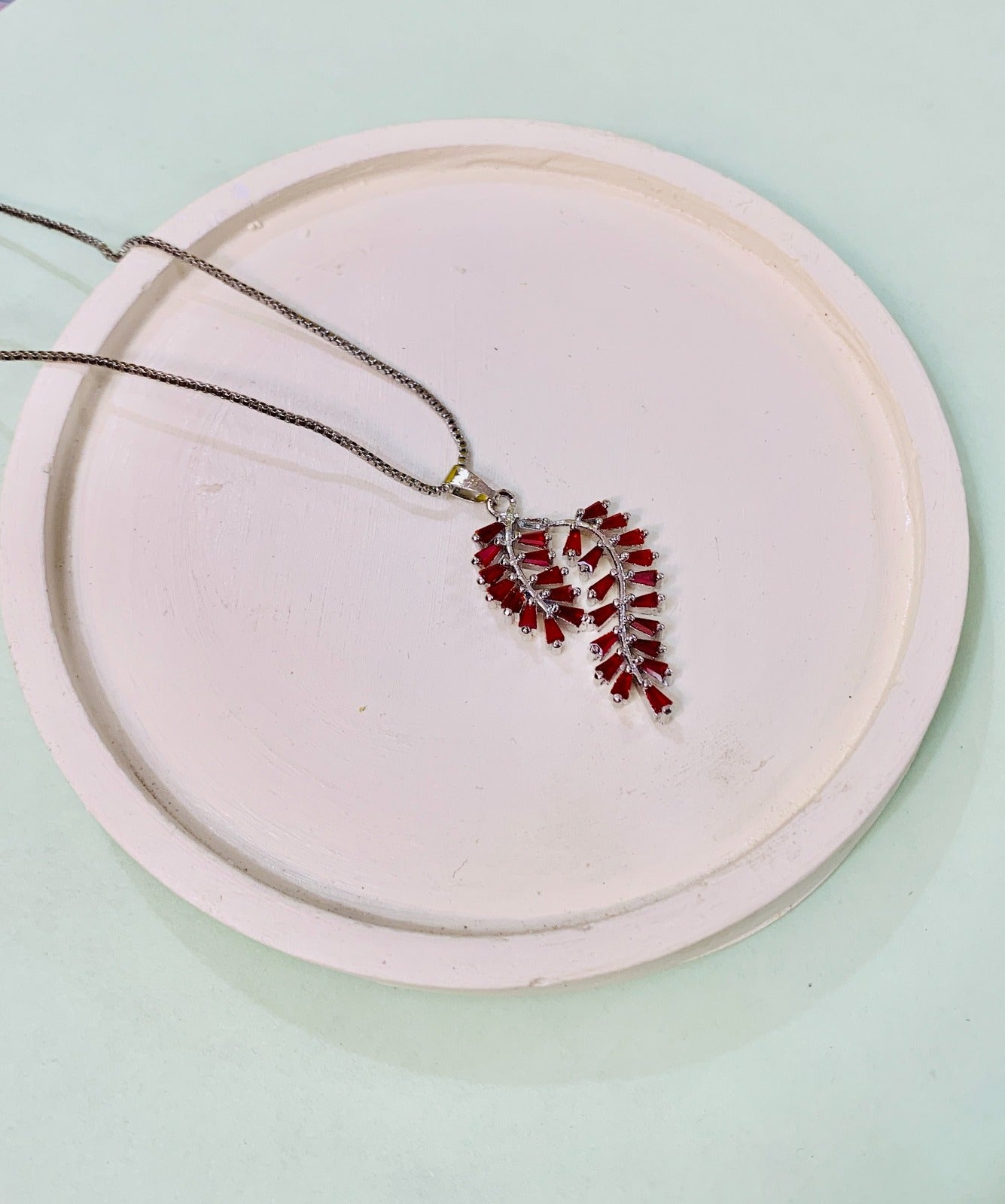 Zircon Pendant-272 (Silver/Maroon)