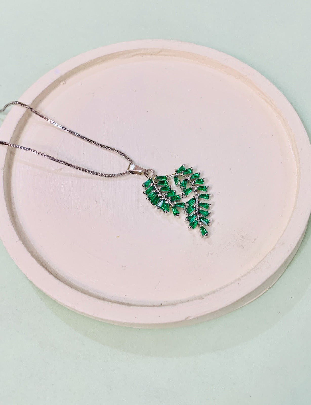 Zircon Pendant-272 (Silver/Green)