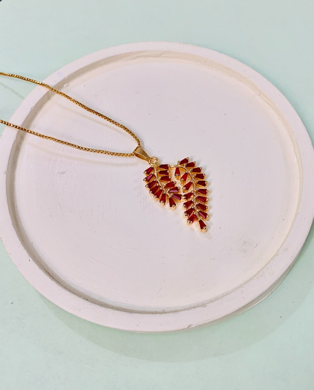 Zircon Pendant-272 (Golden/Maroon)