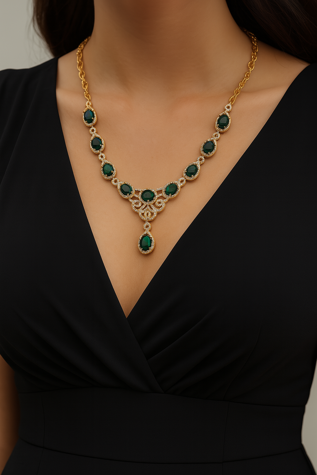Zircon Necklace-251 (Green)