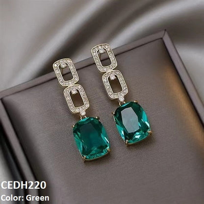 CEDH220 BTO Sterling Square  Drop Earrings Pair - CEDH