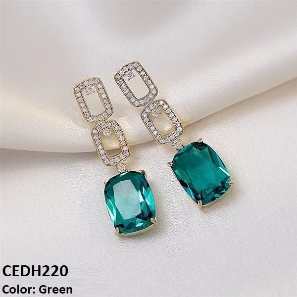 CEDH220 BTO Sterling Square  Drop Earrings Pair - CEDH