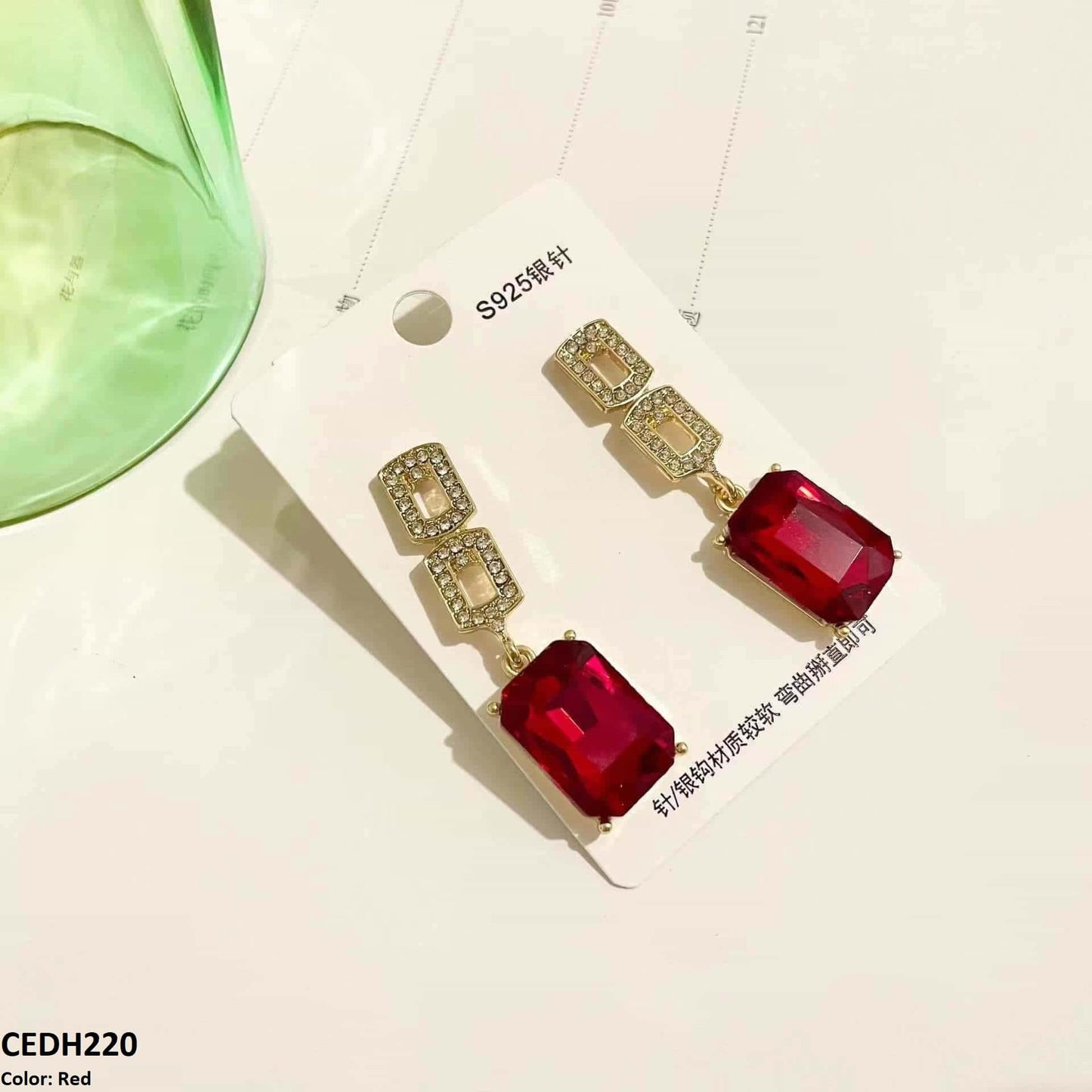 CEDH220 BTO Sterling Square  Drop Earrings Pair - CEDH