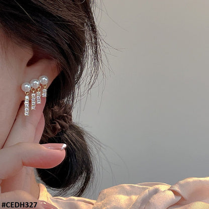 CEDH327 SDQ Pearl Ear Drops Earrings Pair - CEDH