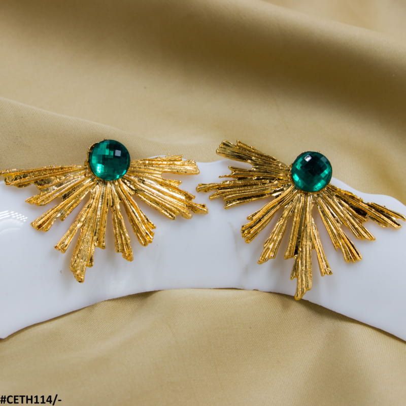 CETH114 YYE Peacock Leaft Studs - CETH