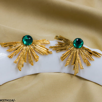 CETH114 YYE Peacock Leaft Studs - CETH