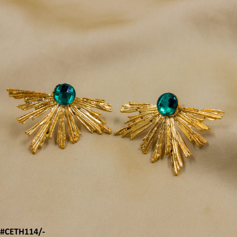 CETH114 YYE Peacock Leaft Studs - CETH