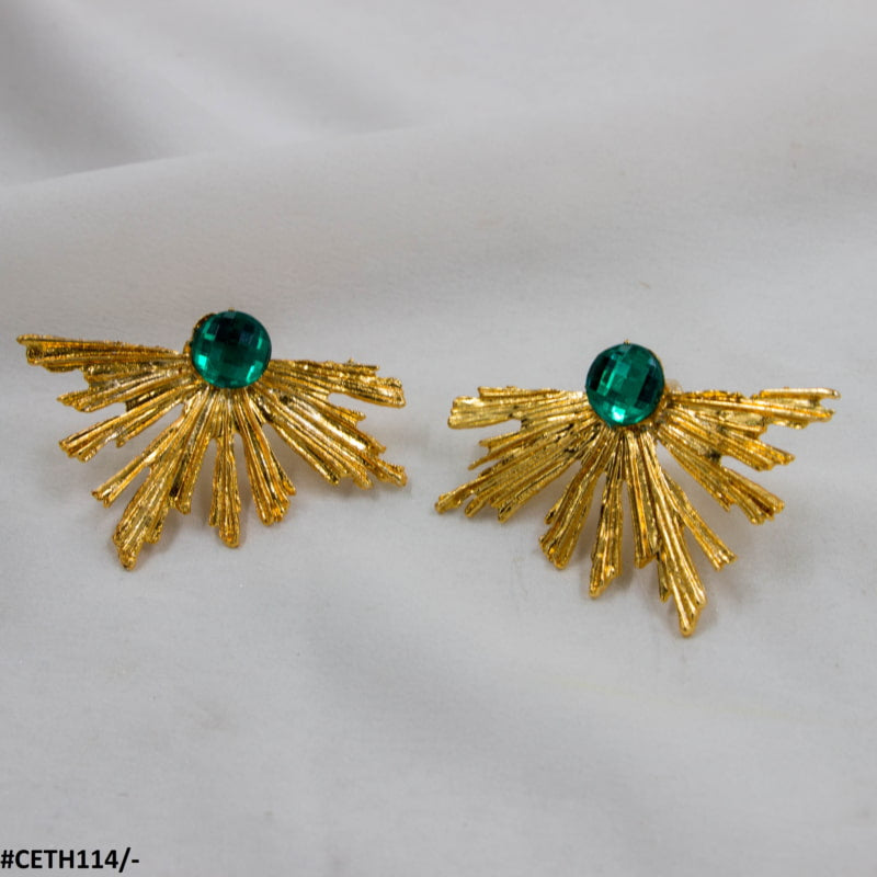 CETH114 YYE Peacock Leaft Studs - CETH