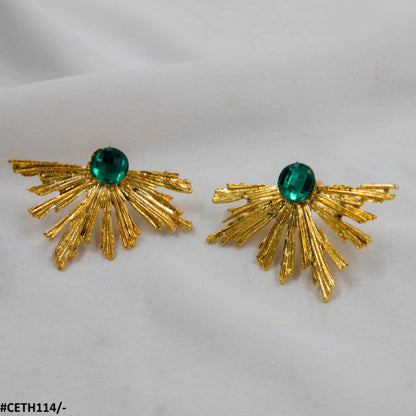 CETH114 YYE Peacock Leaft Studs - CETH