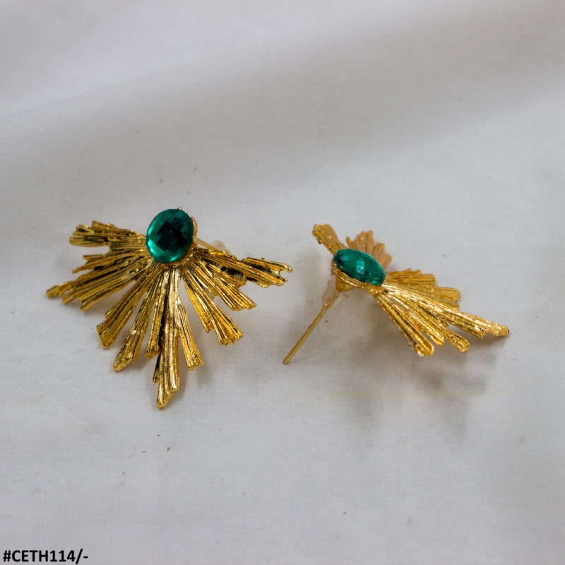 CETH114 YYE Peacock Leaft Studs - CETH