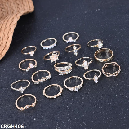 CRGH406 LQP  *Star* Zigzag 17 Midi Rings - CRGH