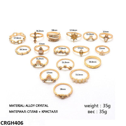 CRGH406 LQP  *Star* Zigzag 17 Midi Rings - CRGH