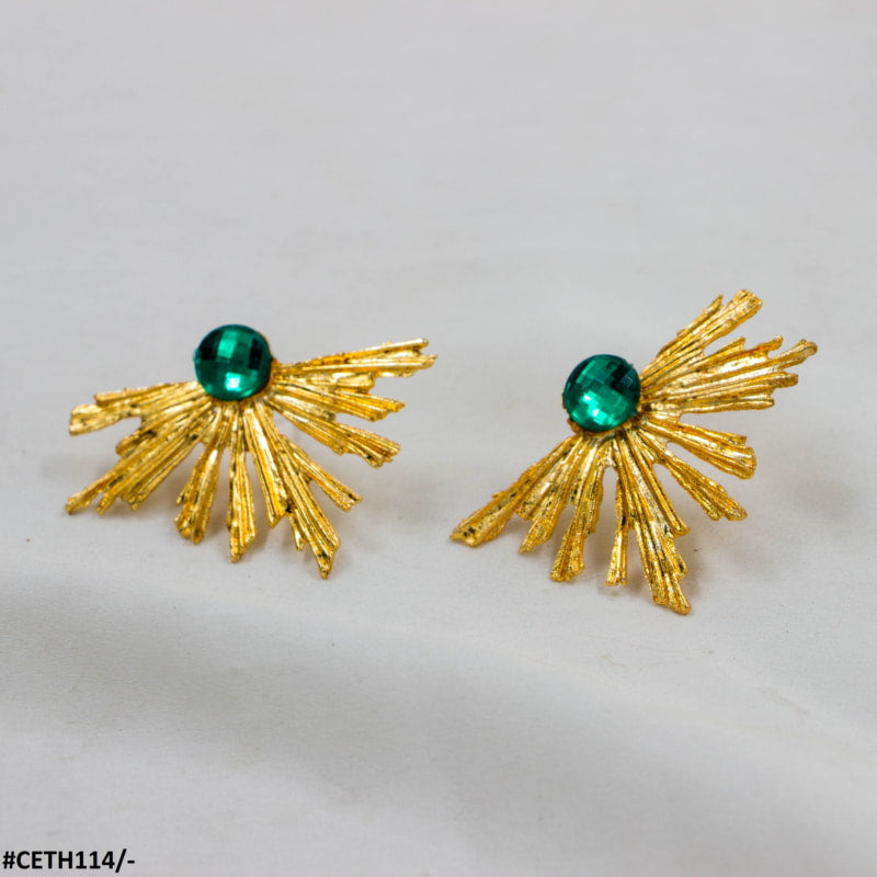 CETH114 YYE Peacock Leaft Studs - CETH