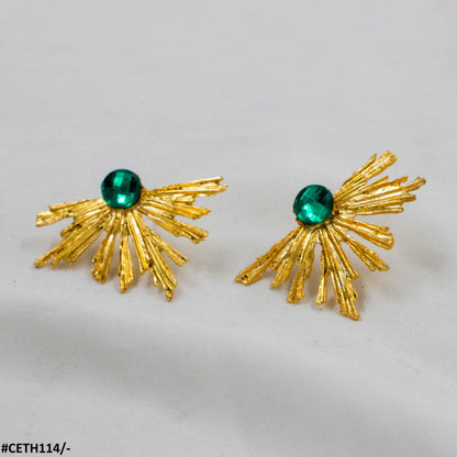CETH114 YYE Peacock Leaft Studs - CETH