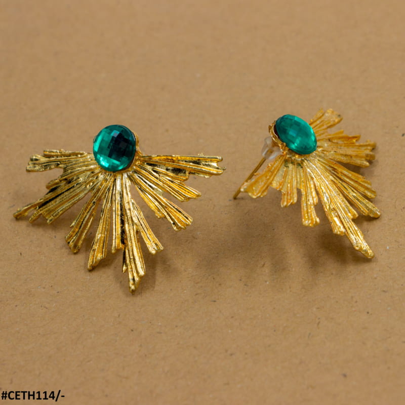 CETH114 YYE Peacock Leaft Studs - CETH