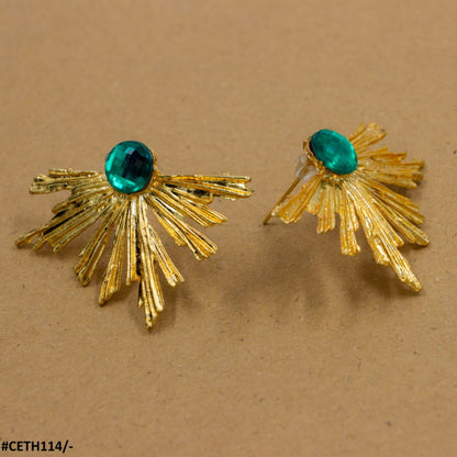 CETH114 YYE Peacock Leaft Studs - CETH