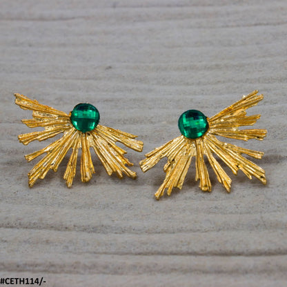 CETH114 YYE Peacock Leaft Studs - CETH